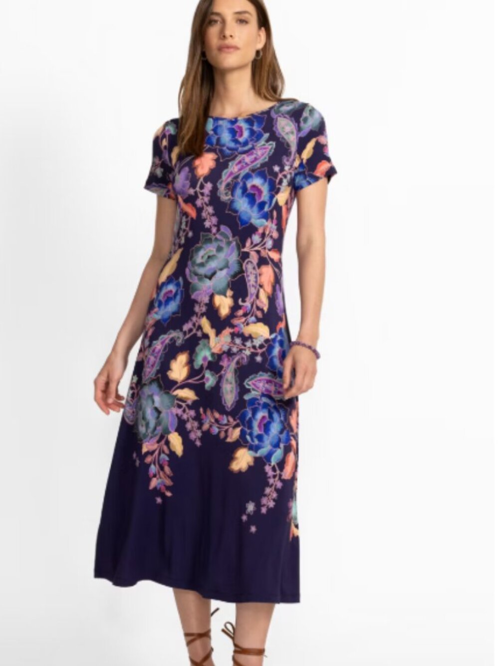 Johnny Was THE JANIE FAVORITE BOATNECK CAP SLEEVE DRESS Stevies Garden